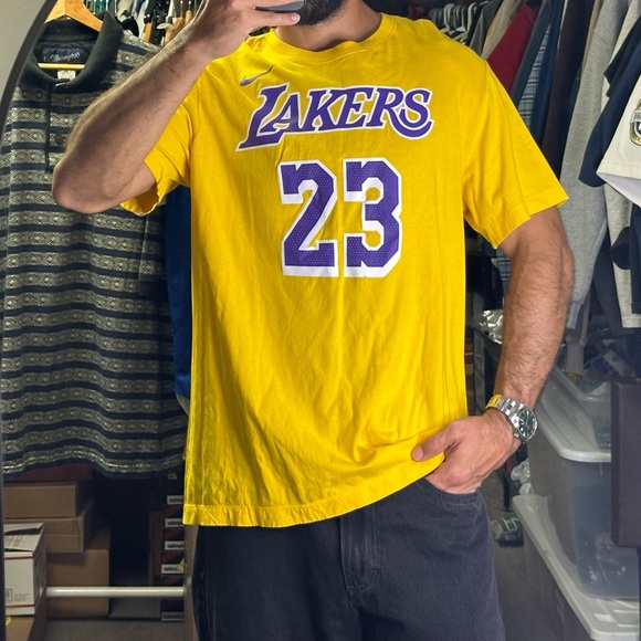 Nike Lebron James Los Angeles Lakers T-Shirt Men's Size L NBA - Picture 1 of 8